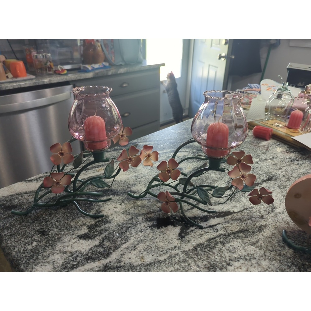 7 Pc Vintage Home Interior Floral Wall Hanging Decor MCM Floral Dogwood Metal - Picture 5 of 14